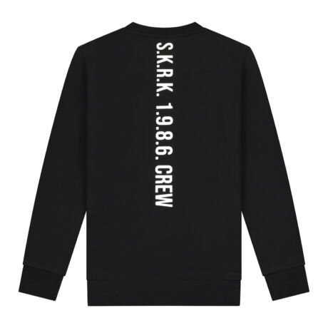 Zwarte sweater met stoere print op de voorkant en coole witte details op de achterkant.