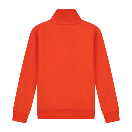 Donker oranje sweater met col met zwarte details